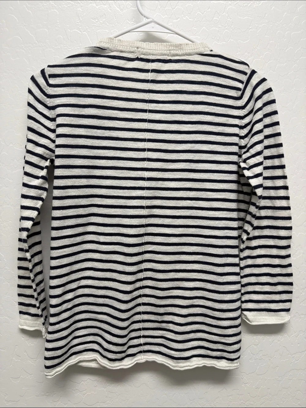 H&M Cream & Black Striped V-Neck Button Cardigan